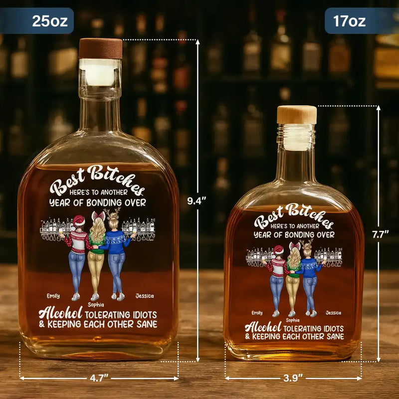 Gift For Bestie,Best friends' Hobby,Happy - Here's To Another Year Of Bonding Over Alcohol Best Friends - Personalized Whiskey Bottle