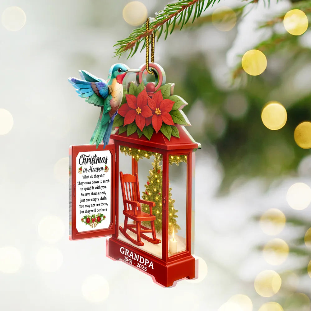 Memorial,Family,Parents,Gift For Grandparents,Sad,Top Market - Christmas In Heaven 3D Effect Memorial Bird - Personalized Custom Shaped Acrylic Ornament