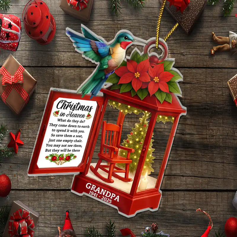 Memorial,Family,Parents,Gift For Grandparents,Sad,Top Market - Christmas In Heaven 3D Effect Memorial Bird - Personalized Custom Shaped Acrylic Ornament