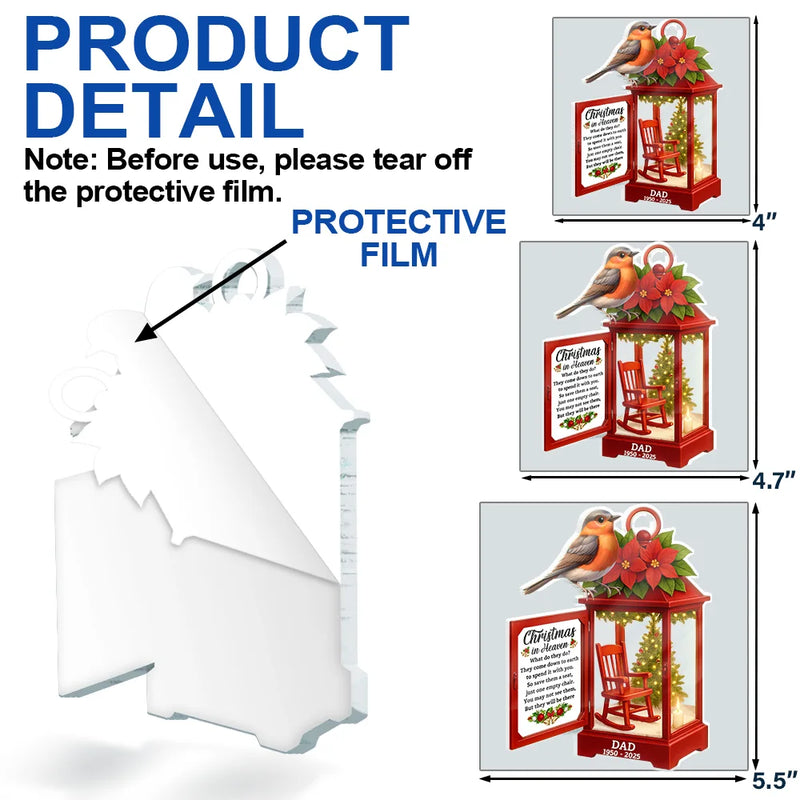 Memorial,Family,Parents,Gift For Grandparents,Sad,Top Market - Christmas In Heaven 3D Effect Memorial Bird - Personalized Custom Shaped Acrylic Ornament