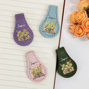 Reading,Gift For Yourself,Gift For Women,Happy - Flowers Growing From Book, Birth Month Flowers - Personalized Circle Leather Magnetic Bookmark