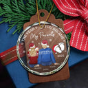 Christmas,New Dad,New baby,New Mom,Happy - The Year You Became My Parents Family Of Three - Personalized Circle Glass Ornament