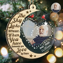Christmas,Memorial,Custom Photo,Family,Sad - Custom Photo The Sky Look Different When You Have Someone Up There - Personalized 2-Layered Mix Ornament