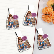Reading,Gift For Yourself,Gift For Women,Happy - 3D Reading Girl With Birth Month Flower - Personalized Custom Shaped Magnetic Bookmark Clip