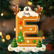 Christmas,Family,Gift For Kids,Happy - Gingerbread Letter Keepsake Gift For Family - Personalized Custom Shaped Acrylic Ornament
