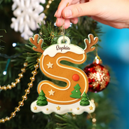Christmas,Family,Gift For Kids,Happy - Gingerbread Letter Keepsake Gift For Family - Personalized Custom Shaped Acrylic Ornament