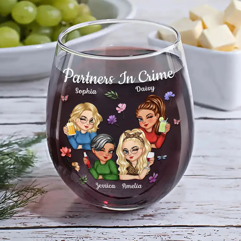 Gift For Bestie - Just Remember If We Get Caught Funny 3D Bestie - Personalized Stemless Wine Glass