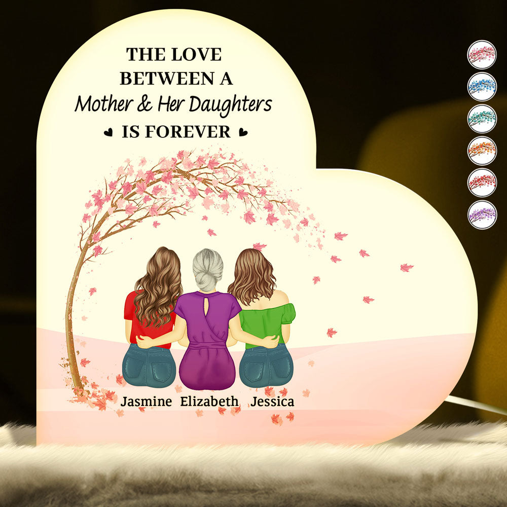 Gift For Women,Gift For Mother,Single Mom, Daughters,Sons,Children,Love - The Love Between A Mother & Her Daughters Sons - Personalized Custom Shaped Light Box