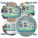 Welcome To Our Little Piece Of Paradise Summer Vibes - Anniversary, Birthday Gift For Spouse, Lover, Husband, Wife, Boyfriend, Girlfriend, Couple, Beach Lovers - Personalized Custom Wood Rectangle Sign
