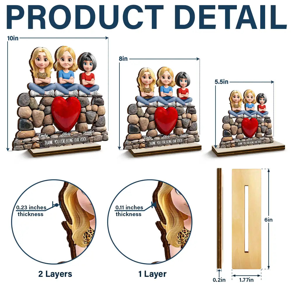 Gift For Mother,Mom - Children,Happy - Mom Thank You For Being Our Rock Pebble Art Style - Personalized Custom Shaped Wooden Plaque