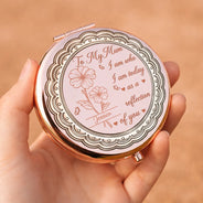 Gift For Mother,Mom - Daughters (Adult),Happy - Birth Month Flower Mom Who I Am Today As A Reflection Of You - Personalized Compact Mirror