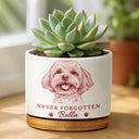 Custom Photo,Memorial,Pet Lovers,Pet Dad,Sad - Custom Photo Pencil Sketch Pet Memorial Never Forgotten - Personalized Ceramic Plant Pot