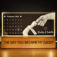 New Dad,New Mom,New baby,Gift For Father,Gift For Mother - Calendar The Day You Became My Dad Mom - Personalized Rectangle LED Light
