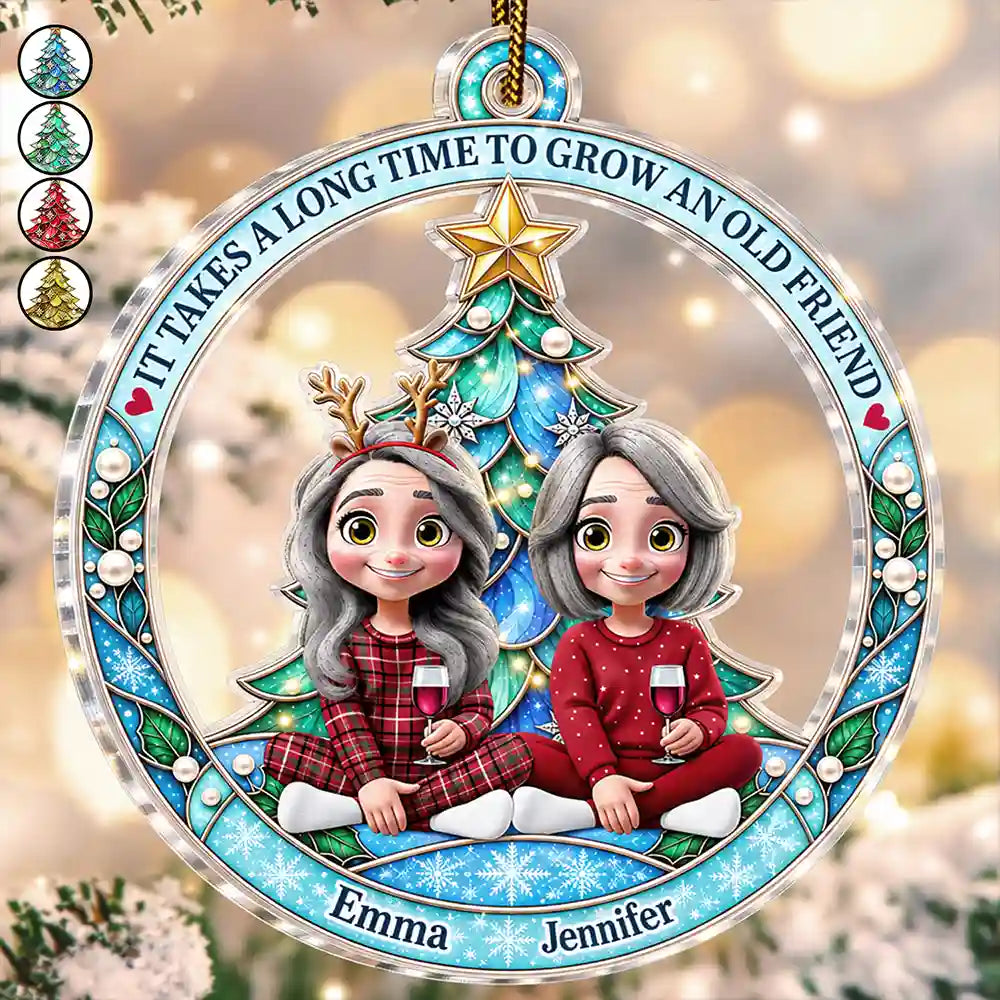 Afro Besties,Christmas,Gift For Bestie,Sentimental,Vector - Christmas Bestie Keepsake - Personalized Family We Choose Acrylic Ornament