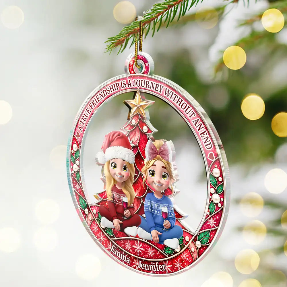 Afro Besties,Christmas,Gift For Bestie,Sentimental,Vector - Christmas Bestie Keepsake - Personalized Family We Choose Acrylic Ornament