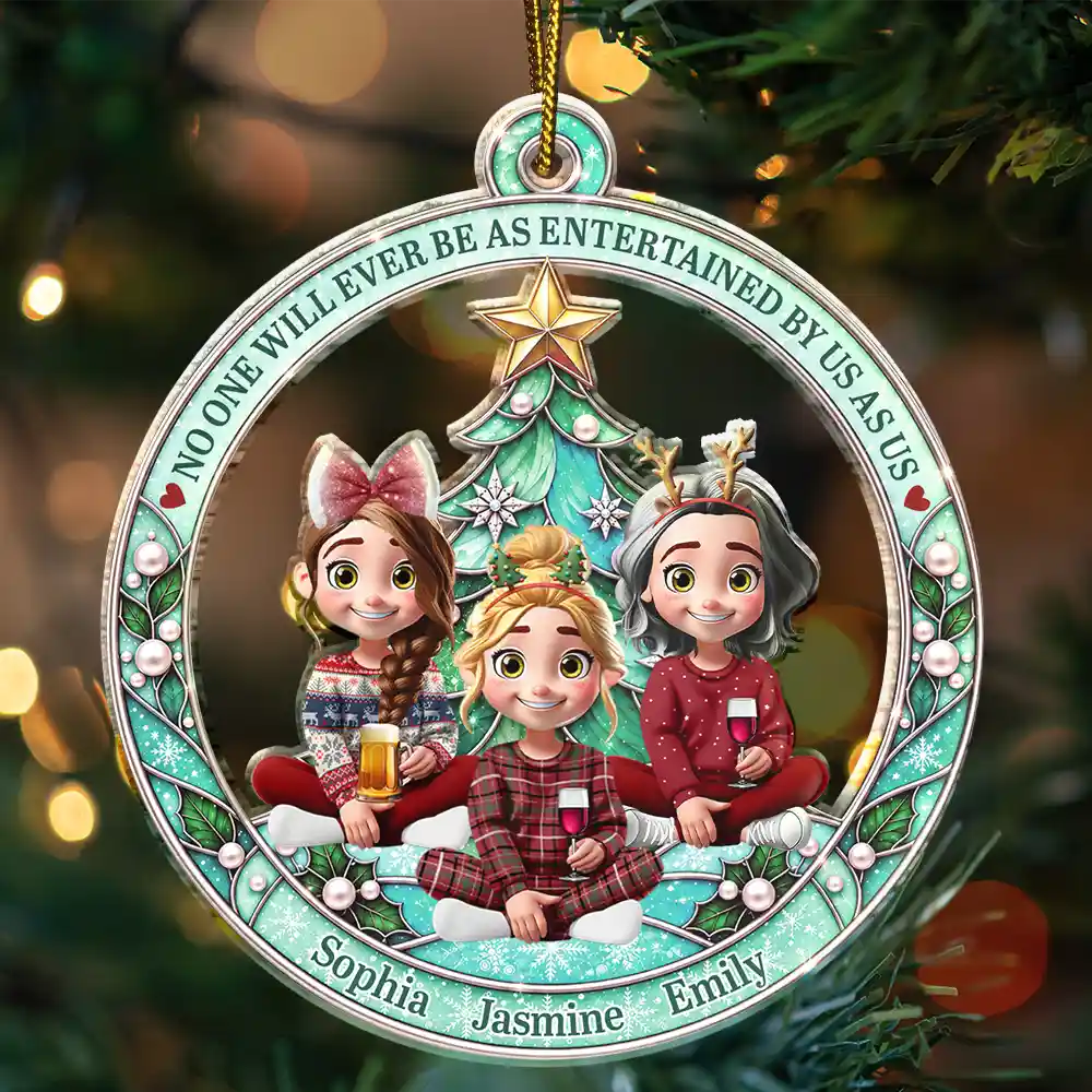 Afro Besties,Christmas,Gift For Bestie,Sentimental,Vector - Christmas Bestie Keepsake - Personalized Family We Choose Acrylic Ornament