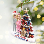 Adorable,America 250th,Christmas,Gift For Mother,Gifts For Her,New Mom,Vector - Baby's First Christmas Expecting Mom Gift - Personalized A250 Acrylic Ornament