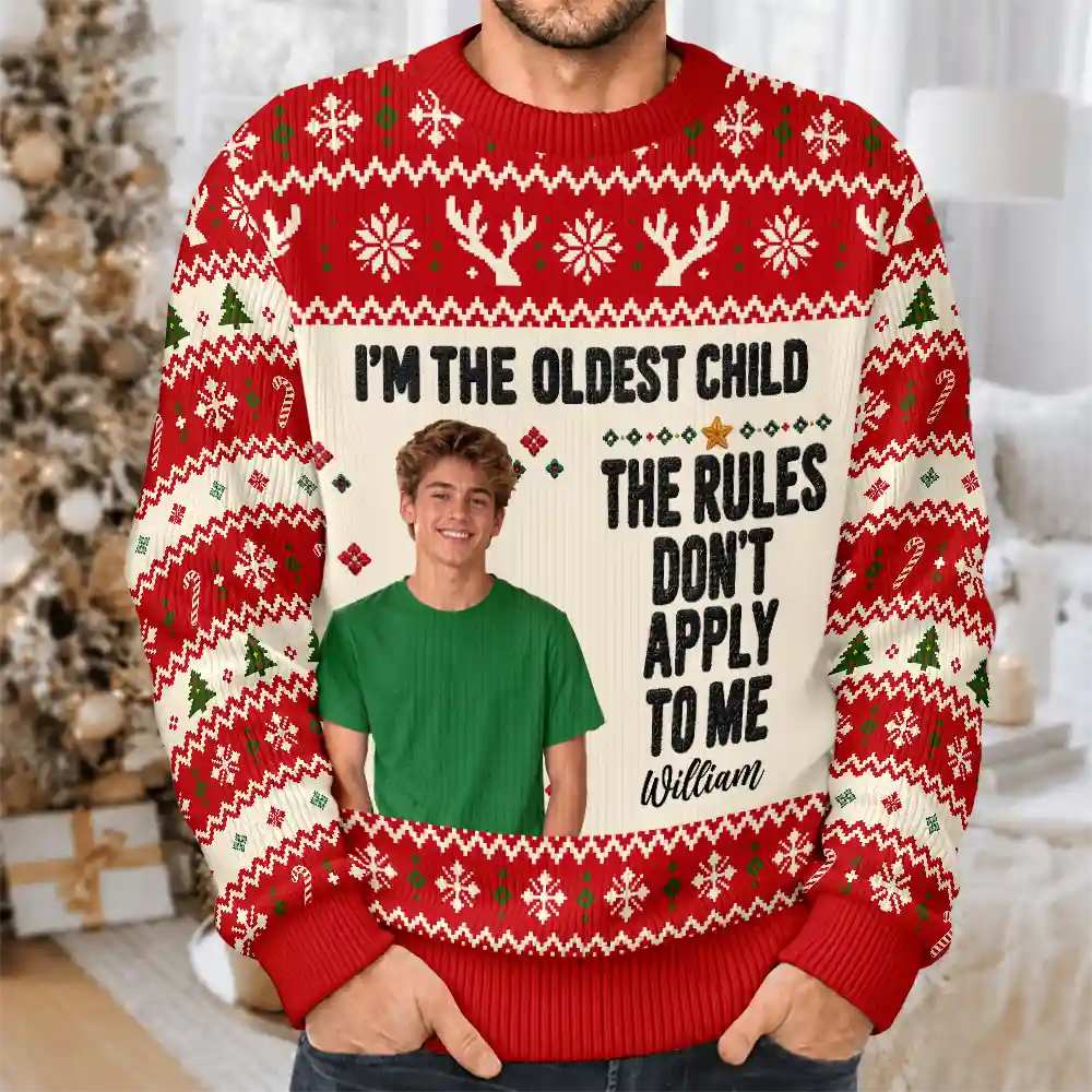 Christmas,Custom Photo,Humorous,Remove BG Photo - Funny Christmas Siblings Gift For Kids - Personalized Custom Photo Unisex Ugly Sweater
