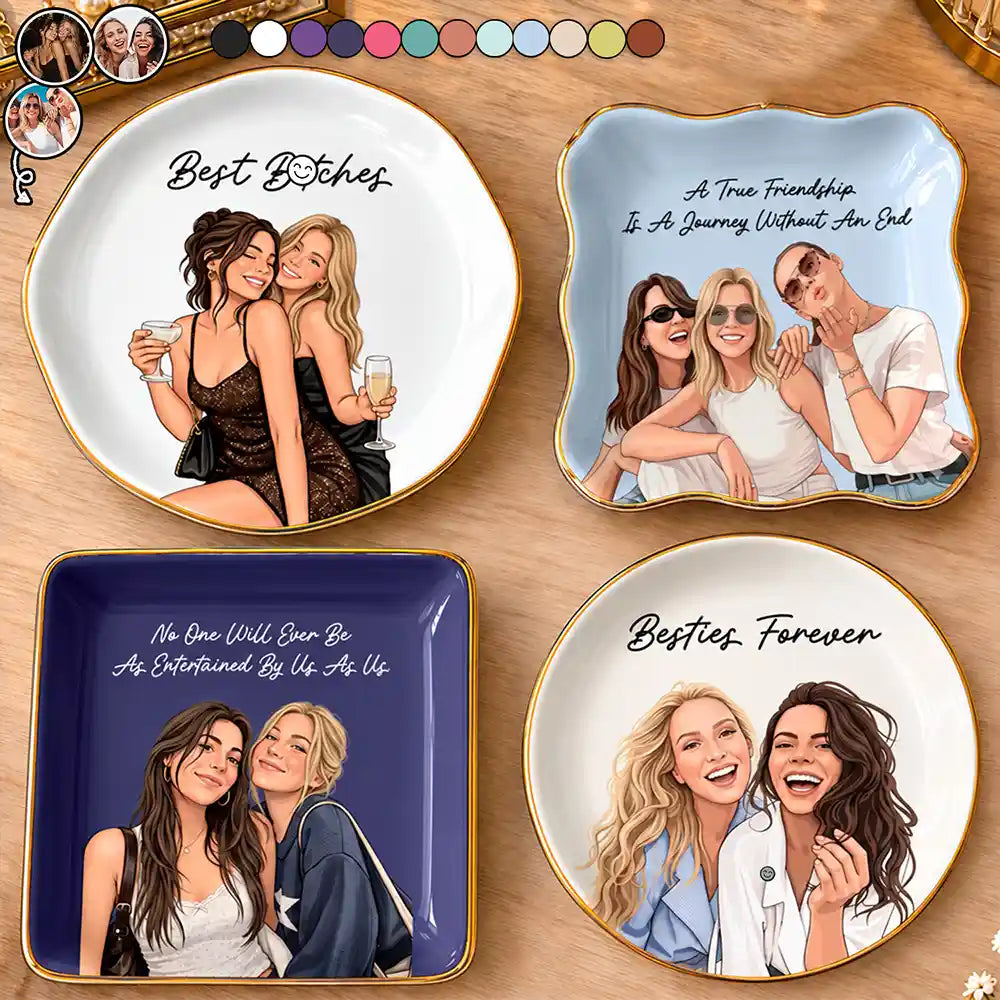 Afro Besties,Art Design,Christmas,Custom Photo,Gift For Bestie,Humorous,Photo - Semi Realistic Portrait,Top Market - Just Because Birthday Gift For Best Friend - Personalized Custom Photo Ring Dish