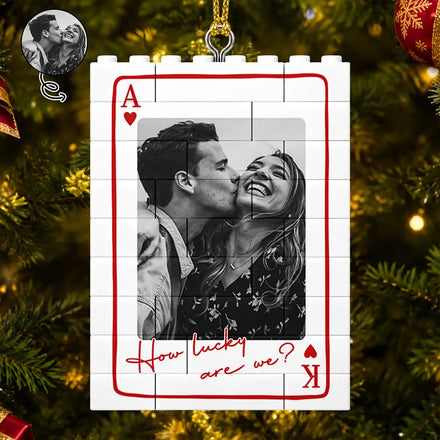 Christmas Gift For Couple - Personalized Custom Photo King & Queen Building Blocks Ornament