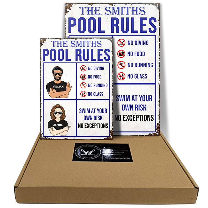 Pool Rules No Diving - Swimming Pool Decor - Personalized Custom Classic Metal Signs