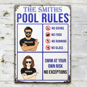 Pool Rules No Diving - Swimming Pool Decor - Personalized Custom Classic Metal Signs