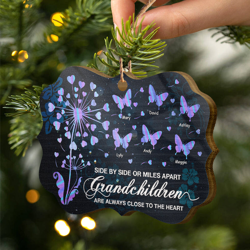 Grandchildren Are Always Close To The Heart Butterfly - Gift For Grandma - Personalized Custom Wooden Ornament