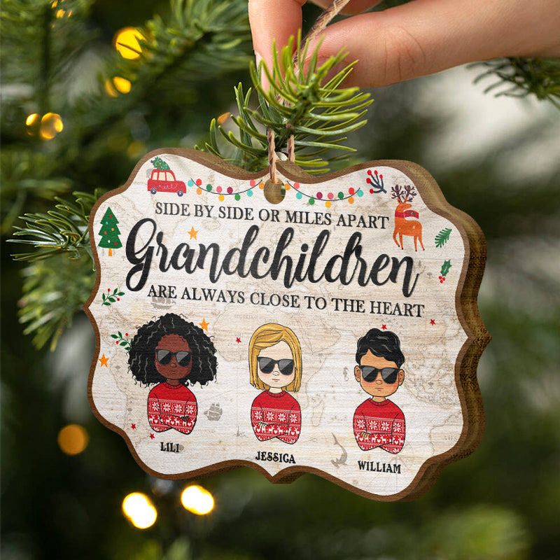 Grandchildren Are Always Close At Heart - Gift For Grandparent - Personalized Wooden Ornament