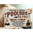 Bar & Grill Where The Neighbor - Swimming Pool Decor - Personalized Custom Wood Rectangle Sign