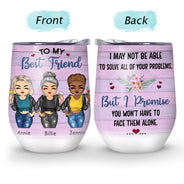 Affrontez-les seul(e) - Cadeau pour meilleurs amis, BFF - Verre à vin personnalisé