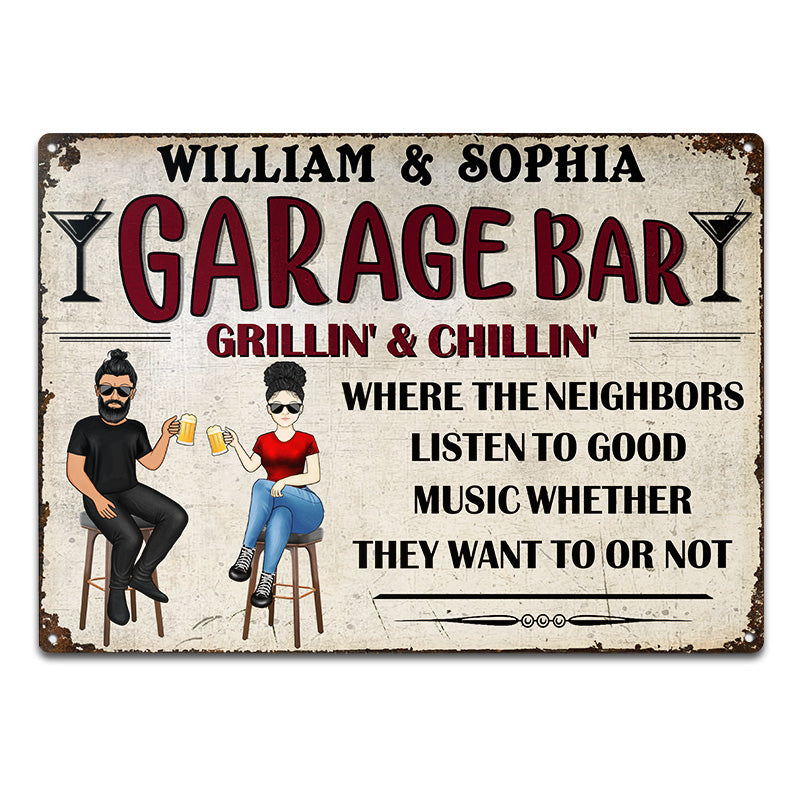 Garage Bar - Cadeau pour papa - Panneaux métalliques classiques personnalisés