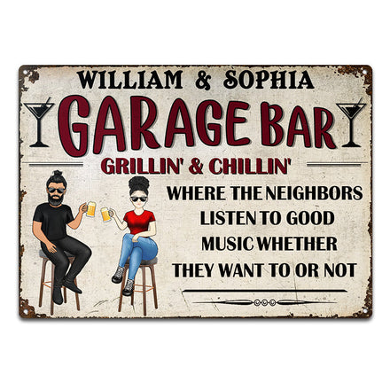 Garage Bar - Cadeau pour papa - Panneaux métalliques classiques personnalisés