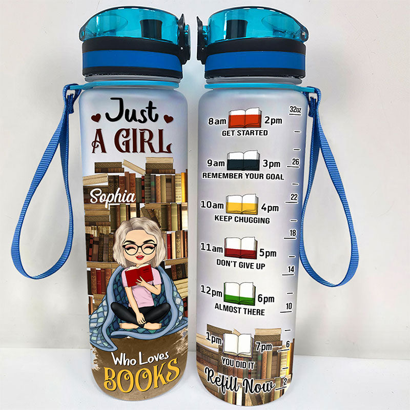 Juste une fille qui aime les livres - Cadeau pour les amoureux des livres - Bouteille d'eau personnalisée avec suivi