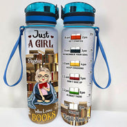 Juste une fille qui aime les livres - Cadeau pour les amoureux des livres - Bouteille d'eau personnalisée avec suivi