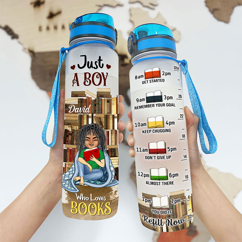 Juste une fille qui aime les livres - Cadeau pour les amoureux des livres - Bouteille d'eau personnalisée avec suivi