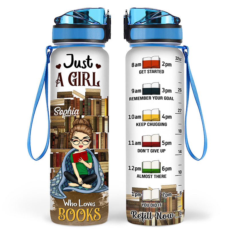 Juste une fille qui aime les livres - Cadeau pour les amoureux des livres - Bouteille d'eau personnalisée avec suivi