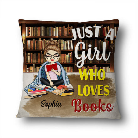Couverture de lecture « Just A Girl Who Loves Books » – Cadeau pour les amoureux des livres – Oreiller personnalisé