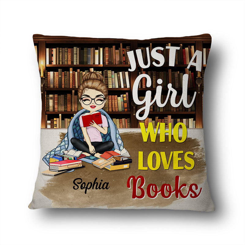 Couverture de lecture « Just A Girl Who Loves Books » – Cadeau pour les amoureux des livres – Oreiller personnalisé