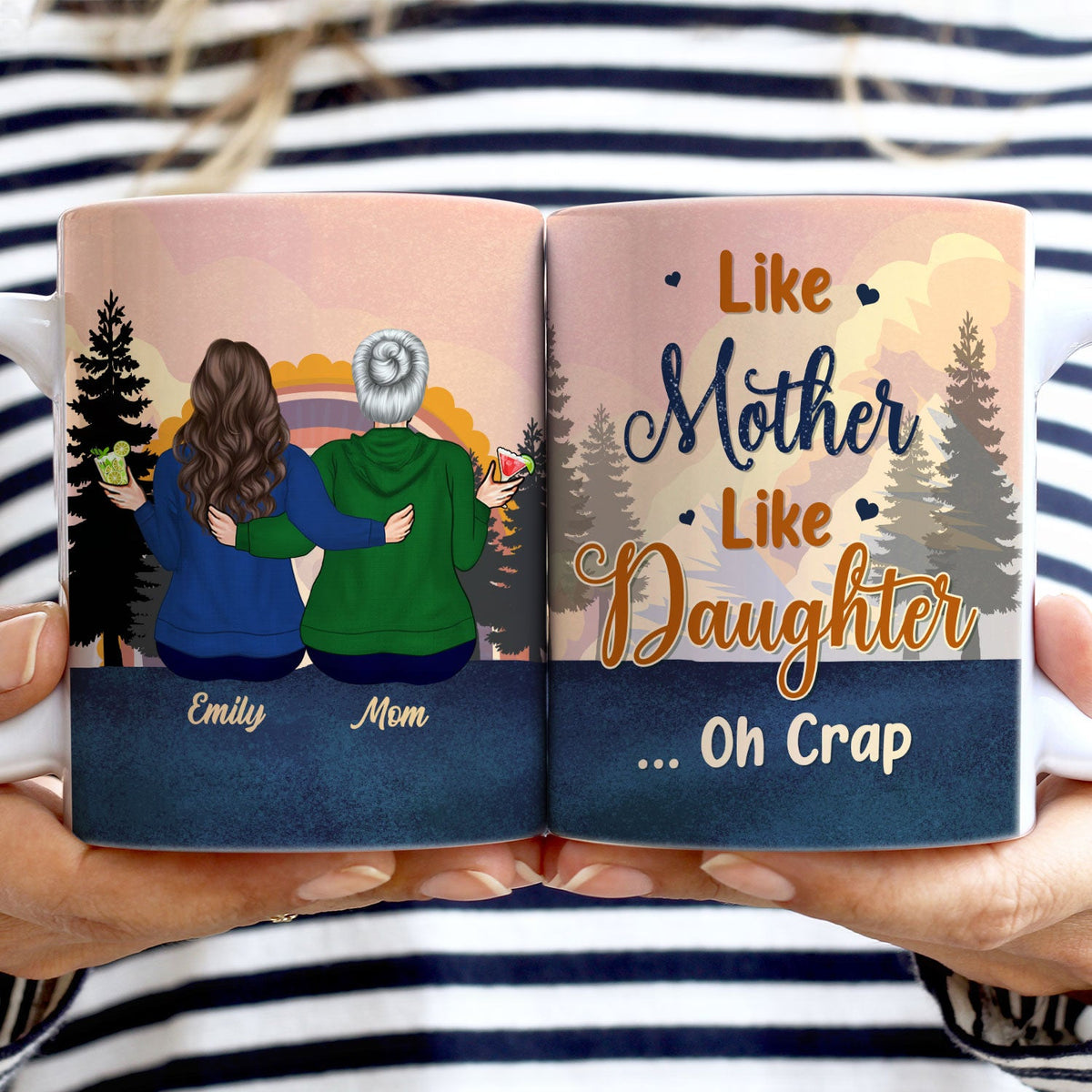 Like Mother Like Daughter - Gift For Mother Daughter Son - Personalized Custom White Edge-to-Edge Mug