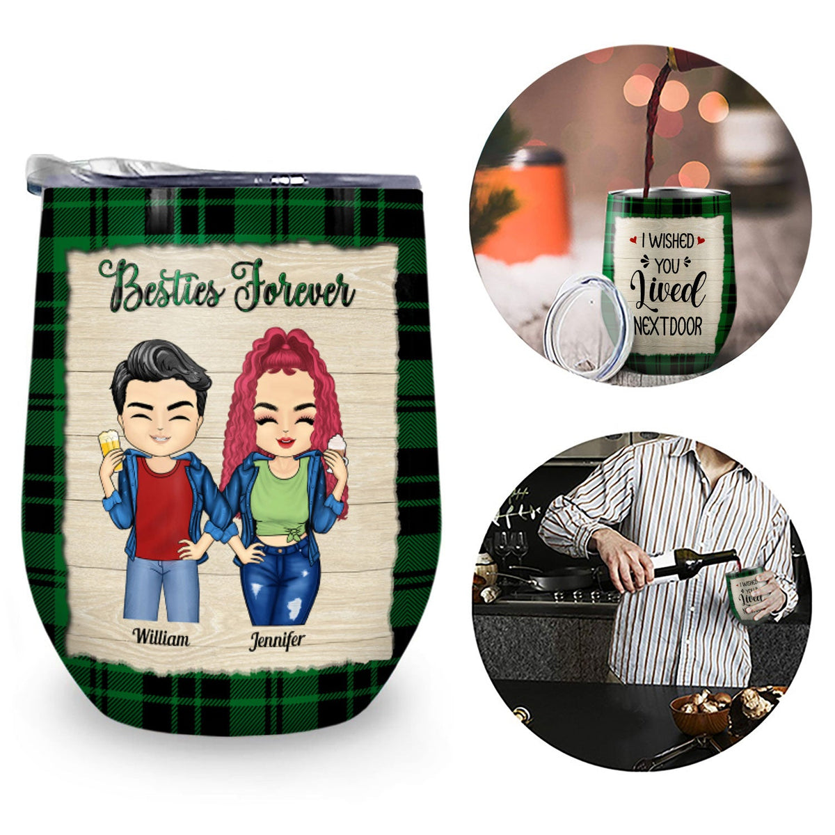 Best Friends Never Too Far To Wine Together - Gift For BFF Besties & Siblings - Personalized Custom Wine Tumbler