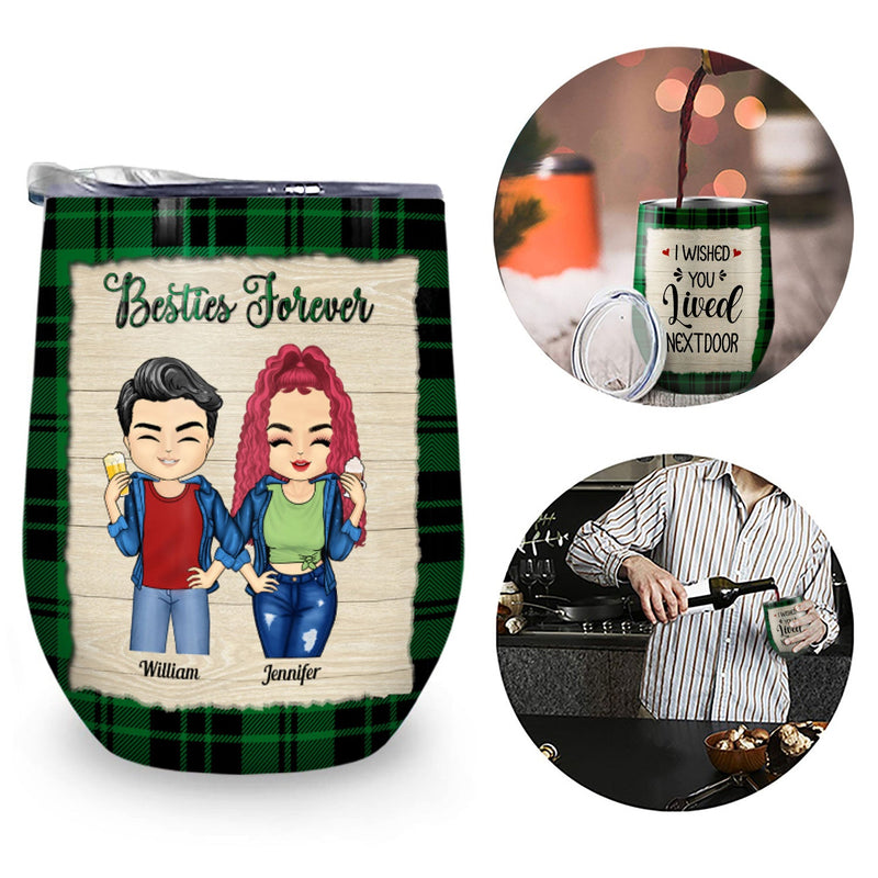 Best Friends Never Too Far To Wine Together - Gift For BFF Besties & Siblings - Personalized Custom Wine Tumbler