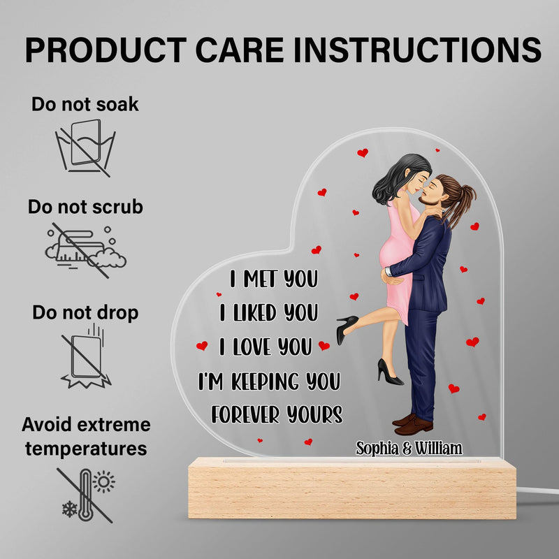 Kissing Couple I Love You - Anniversary, Birthday Gift For Spouse, Lover, Husband, Wife, Boyfriend, Girlfriend, Married Couples - Personalized Custom 3D Led Light Wooden Base