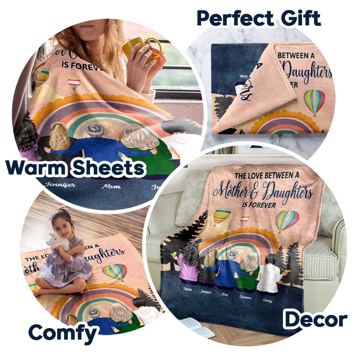 Mother Daughter Linked Forever - Gift For Mother - Personalized Custom Blanket