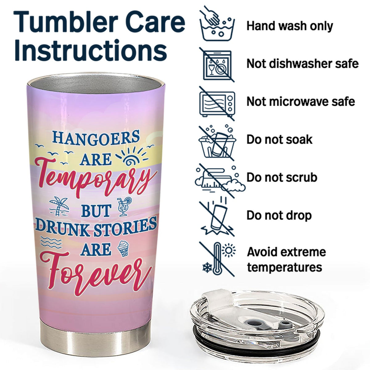 Hangovers Are Temporary But Drunk Stories Are Forever - Gift For BFF Besties, Sisters, Siblings - Personalized Custom Tumbler