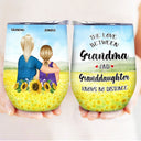 Mother Daughter Linked Together Watercolor Style - Birthday, Family Gift For Mom, Grandma, Granddaughter, Women - Personalized Custom Wine Tumbler