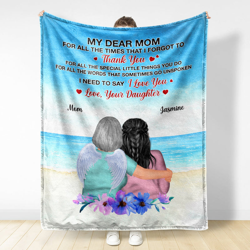 Dear Mom Thank You For Being My Superwoman - Birthday, Family Gift For Mother, Grandma, Daughter, Granddaughter - Personalized Custom Fleece Blanket