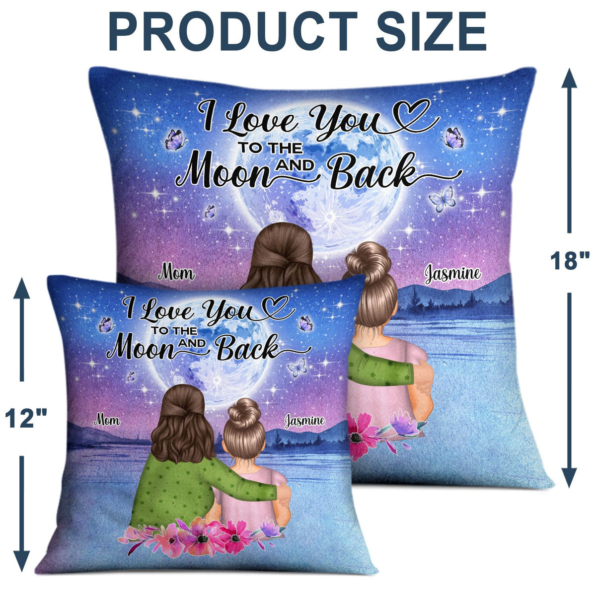 Love You To Moon And Back Beach - Gift For Mother, Mom, Grandma - Personalized Custom Pillow