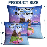 Love You To Moon And Back Beach - Gift For Mother, Mom, Grandma - Personalized Custom Pillow