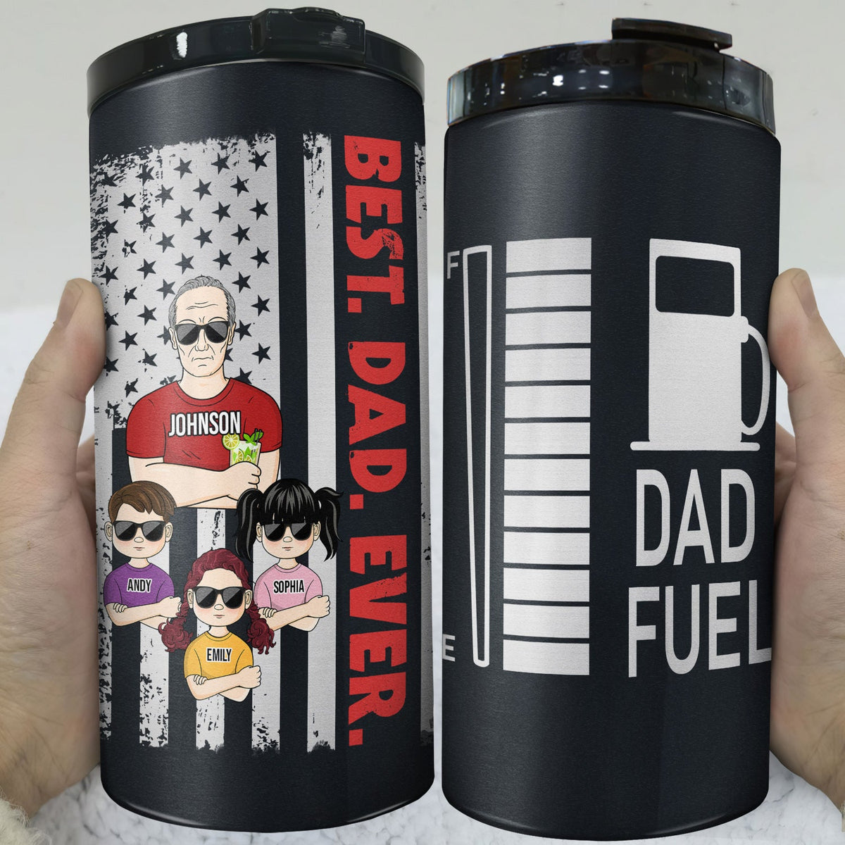 Papa Fuel - Cadeau d'anniversaire sympa pour papa, père, grand-père, mari, homme - Gobelet isotherme 4 en 1 personnalisé