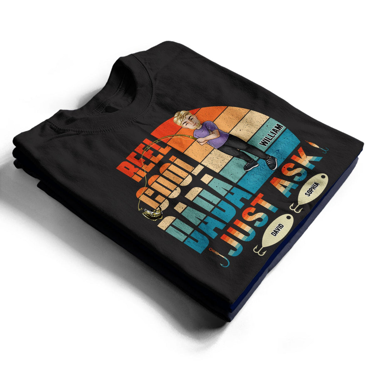 Reel Cool Dad Reel Great Dad - Cadeau d'anniversaire, cadeau de famille pour papa, père, grand-père, pêcheurs, amateurs de pêche - T-shirt personnalisé